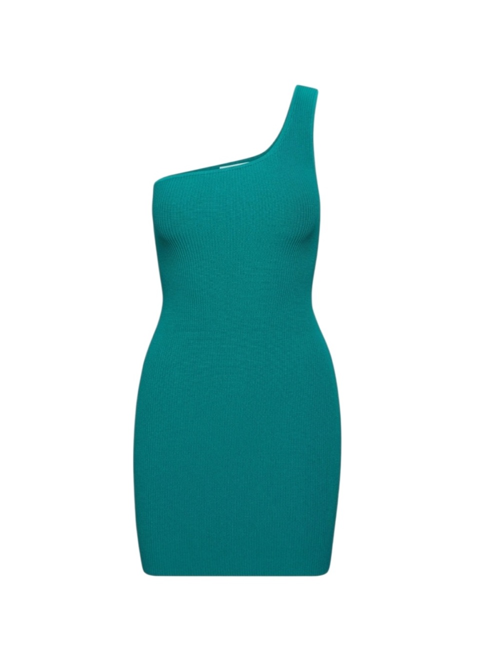 Aritzia Babaton Sculpt Knit One-Shoulder Dress in Teal